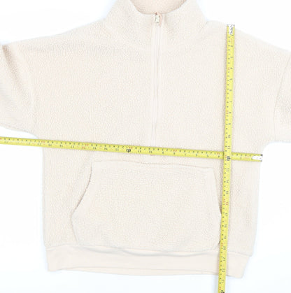 Dunnes Women Beige 1/2 Zip Fleece Pullover Sweatshirt XS