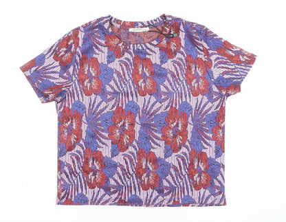 Zara Trafaluc Women's Multicoloured Floral Short Sleeve T-Shirt Size S