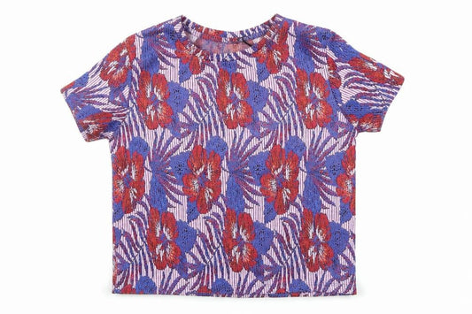 Zara Trafaluc Women's Multicoloured Floral Short Sleeve T-Shirt Size S