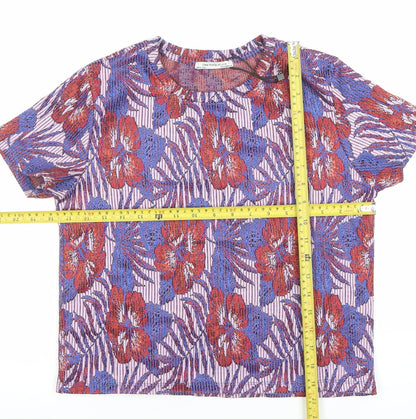 Zara Trafaluc Women's Multicoloured Floral Short Sleeve T-Shirt Size S