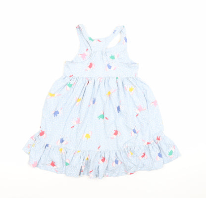 Joules Girls Blue Unicorn Print Cotton Pinafore Dress 4 Years