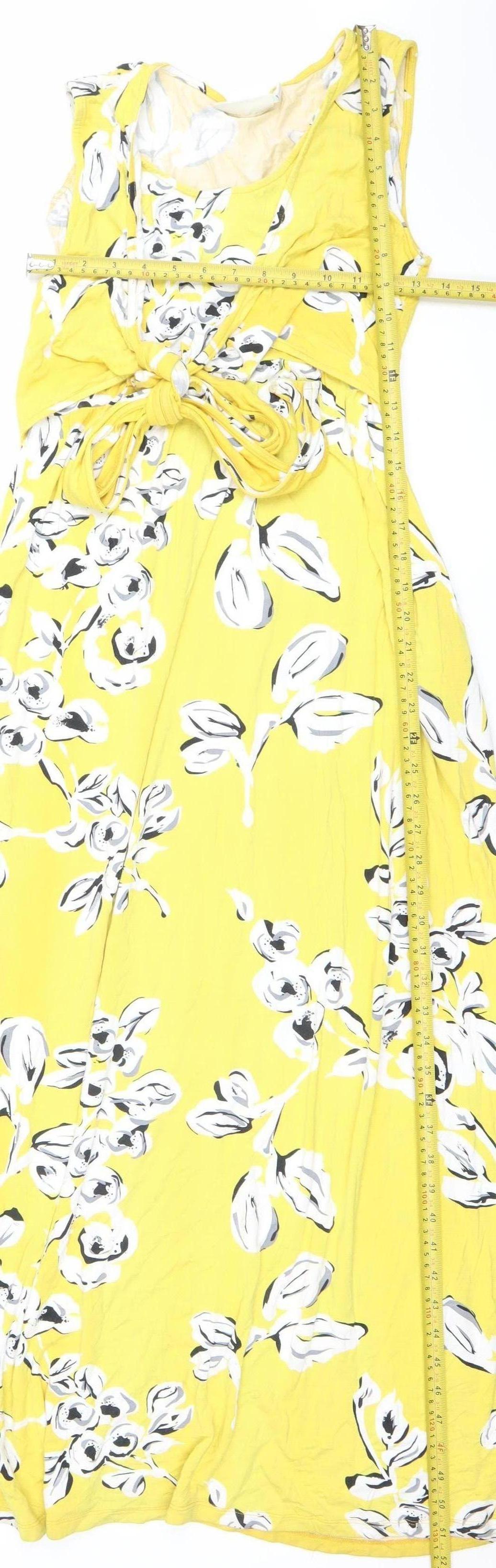 JoJo Maman Bébé Yellow Floral Maxi Maternity Dress S Sleeveless Long
