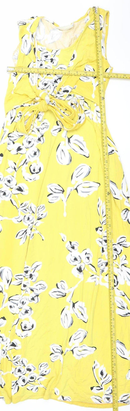 JoJo Maman Bébé Yellow Floral Maxi Maternity Dress S Sleeveless Long