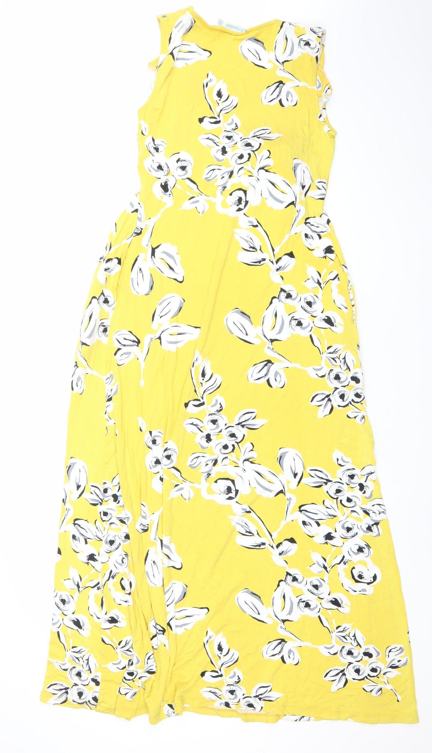 JoJo Maman Bébé Yellow Floral Maxi Maternity Dress S Sleeveless Long