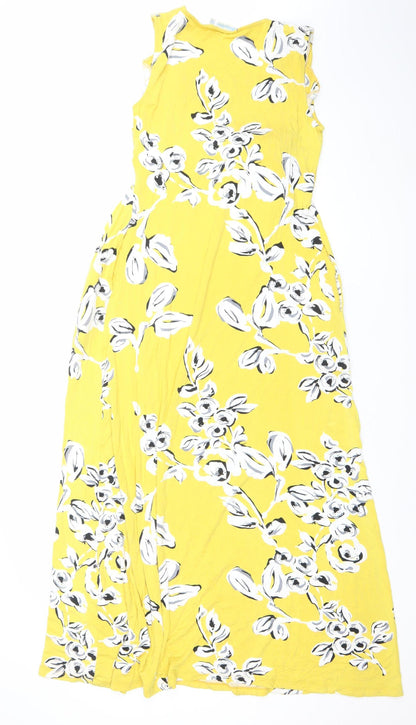 JoJo Maman Bébé Yellow Floral Maxi Maternity Dress S Sleeveless Long