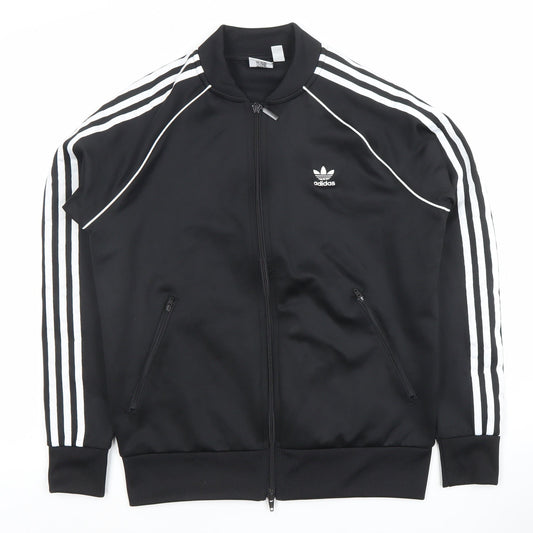 adidas Women Black Full Zip Hoodie Sweatshirt Size 14 Classic Style