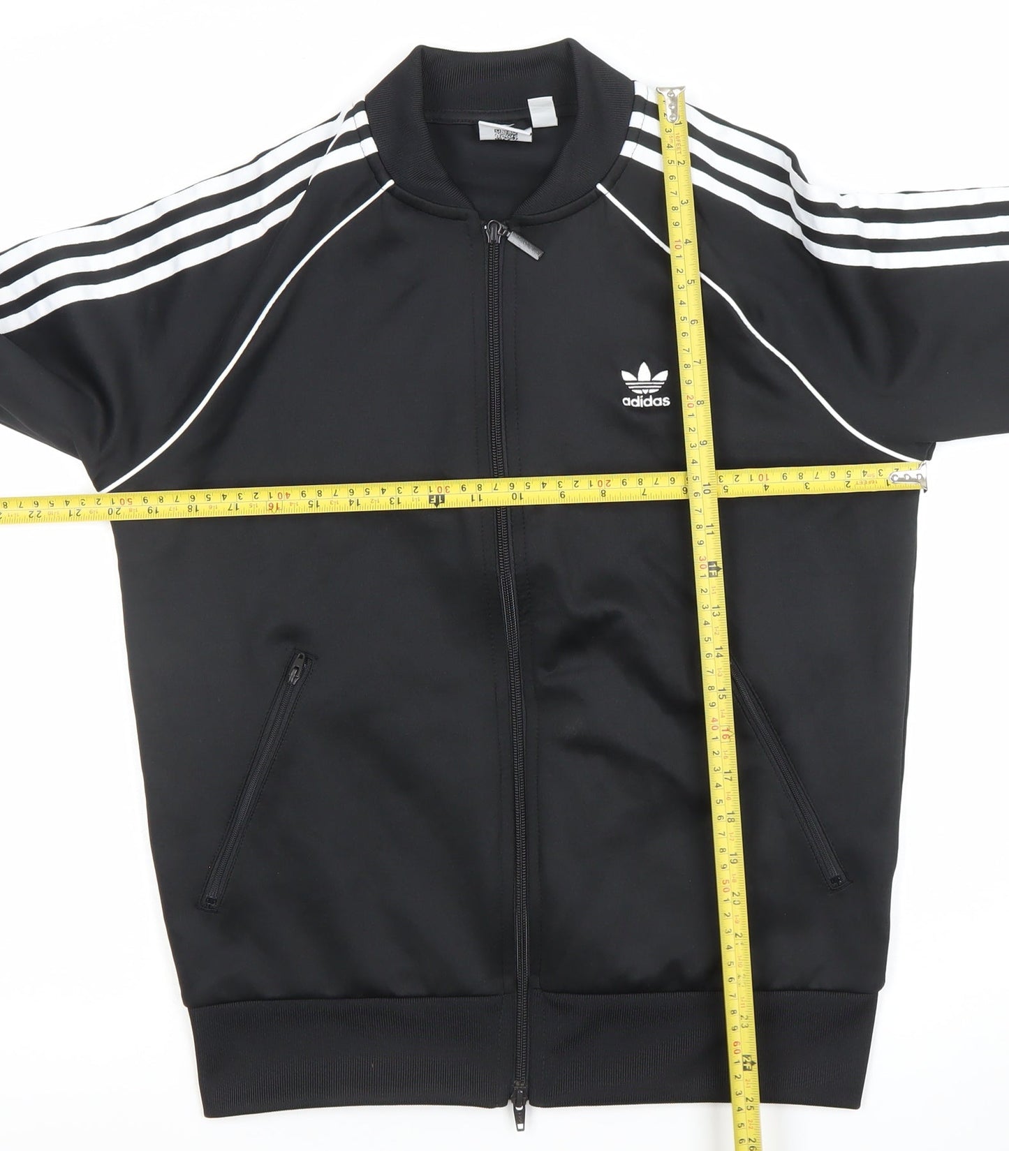 adidas Women Black Full Zip Hoodie Sweatshirt Size 14 Classic Style