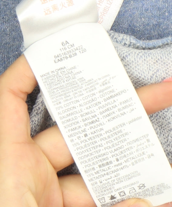 Levi's Girls Blue Short Sleeve T-Shirt Dress 6 Years Casual