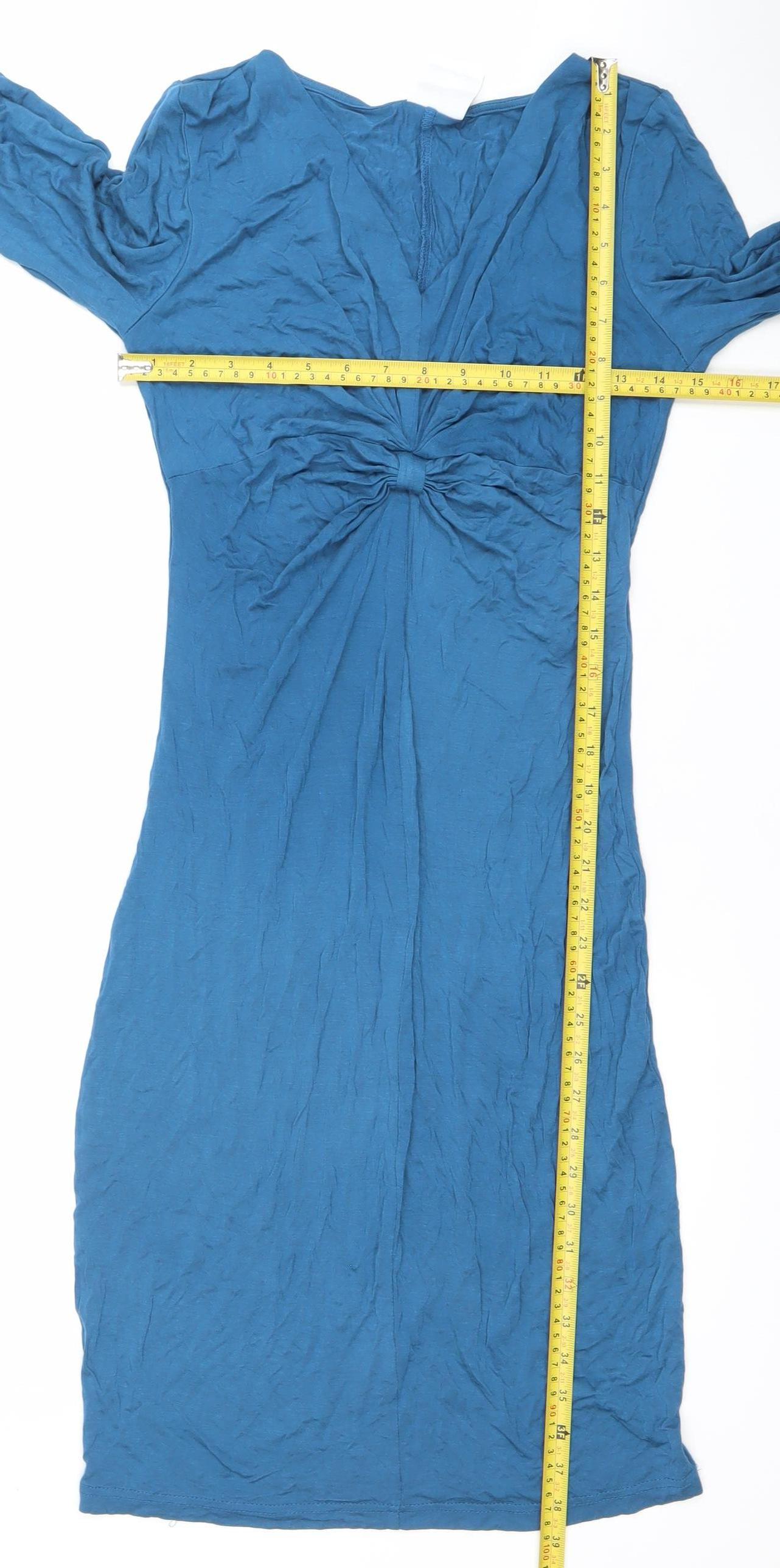 Mammalicious Blue Bodycon Midi Maternity Dress Size S Long Sleeve