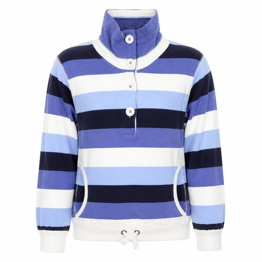 Marks and Spencer Womens Blue Striped Henley Sweatshirt UK 12