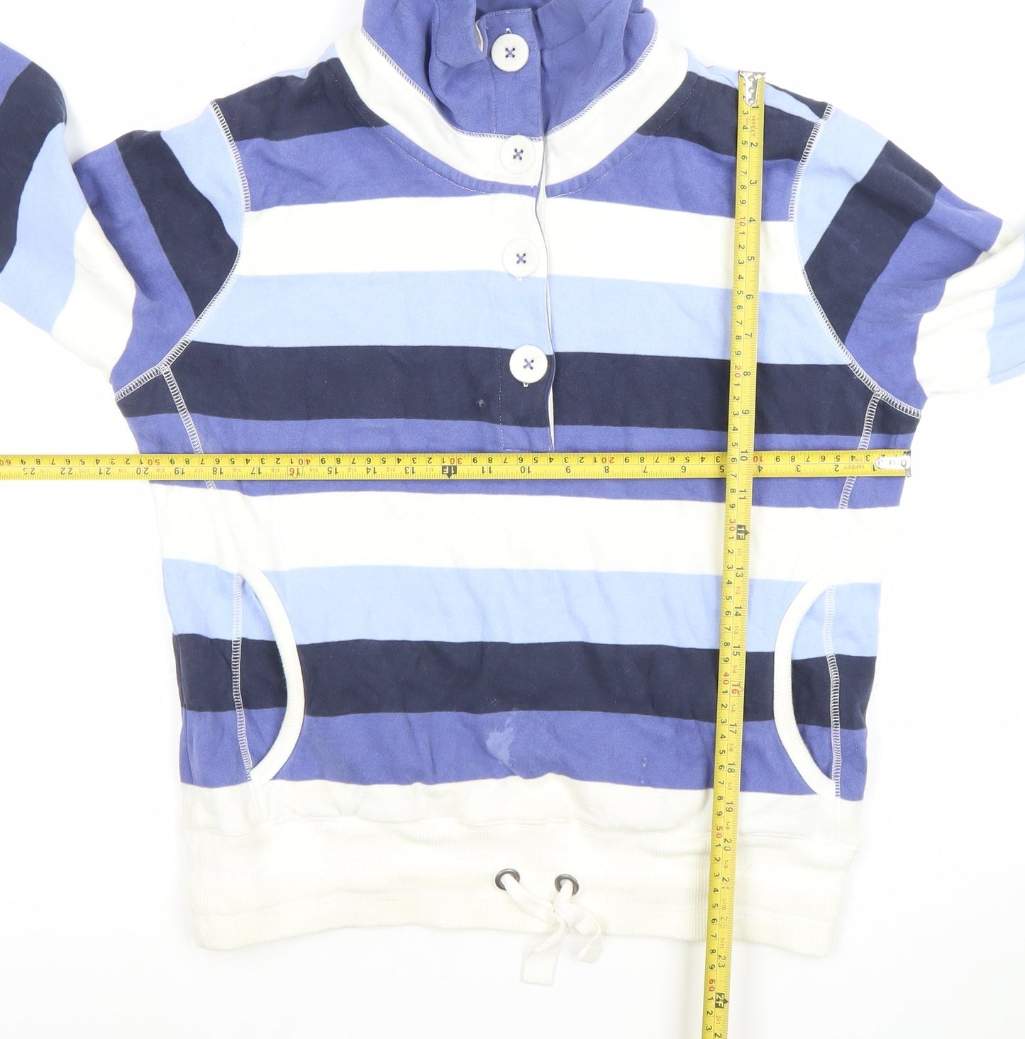 Marks and Spencer Womens Blue Striped Henley Sweatshirt UK 12
