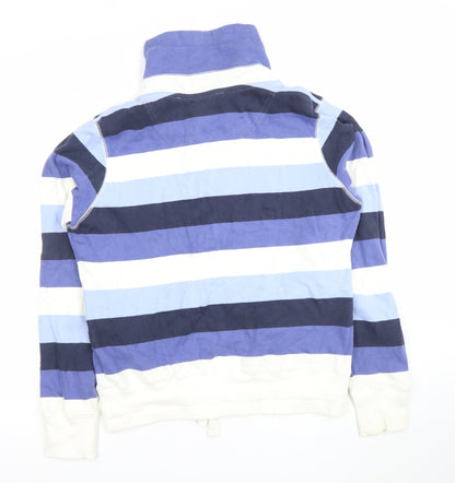 Marks and Spencer Womens Blue Striped Henley Sweatshirt UK 12