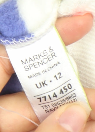 Marks and Spencer Womens Blue Striped Henley Sweatshirt UK 12