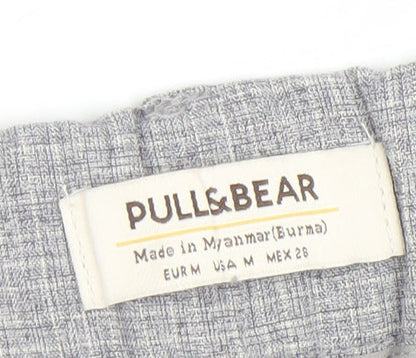 Pull&Bear Women's Grey Check Chino Tapered Trousers Size 12
