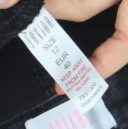 Savida Women's Black Skinny Jeans Size 12 Stretch Denim
