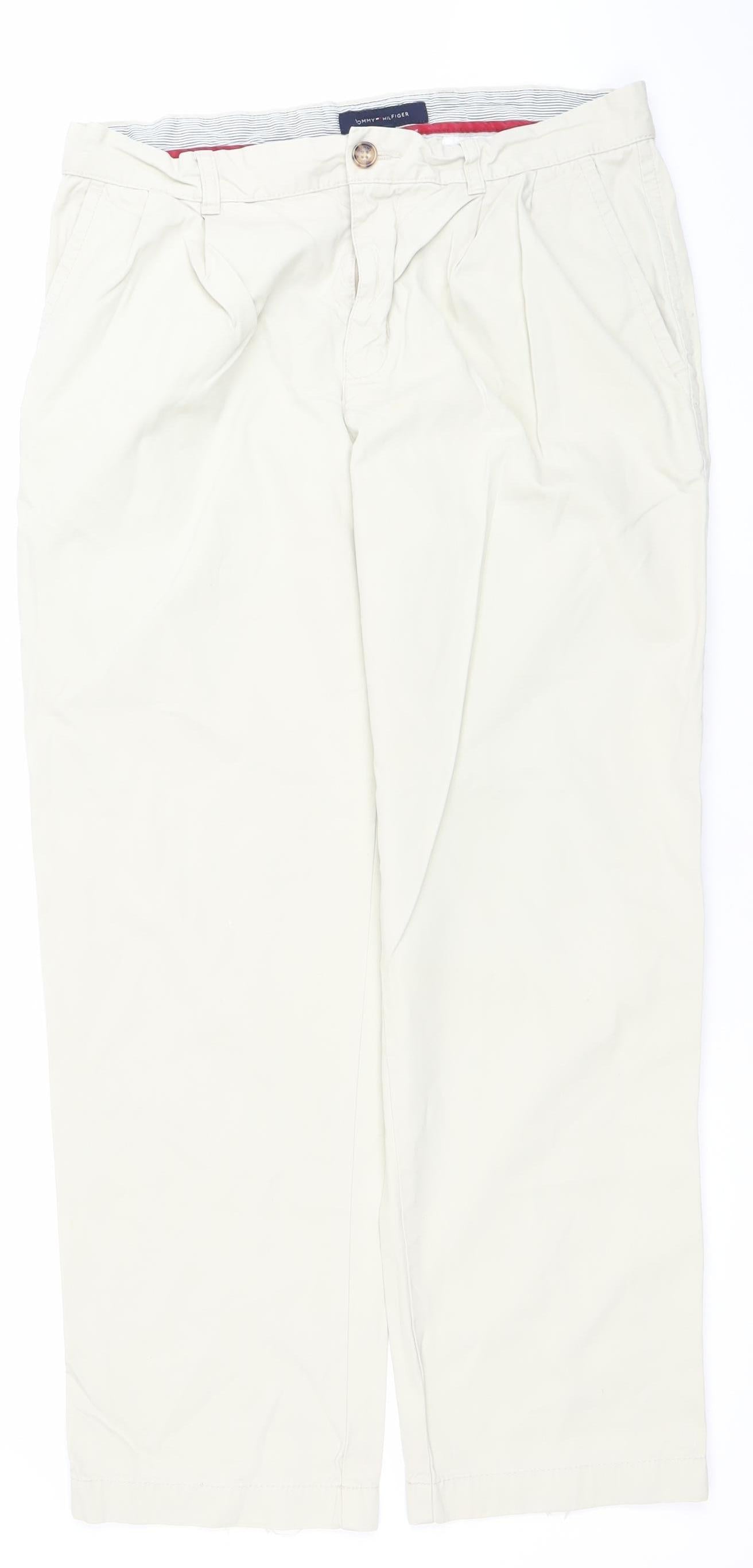 Tommy Hilfiger Men's Beige Chino Trousers 33x30 Regular Fit