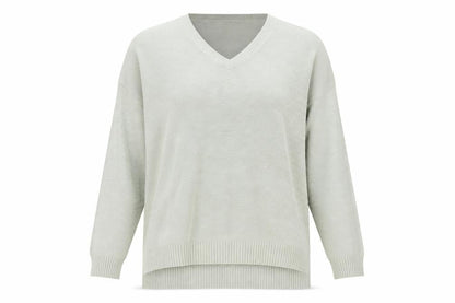 Vila Women Green Cotton V-Neck Long Sleeve Pullover Jumper L