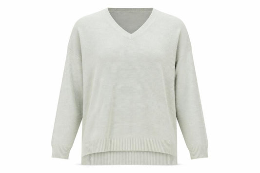 Vila Women Green Cotton V-Neck Long Sleeve Pullover Jumper L
