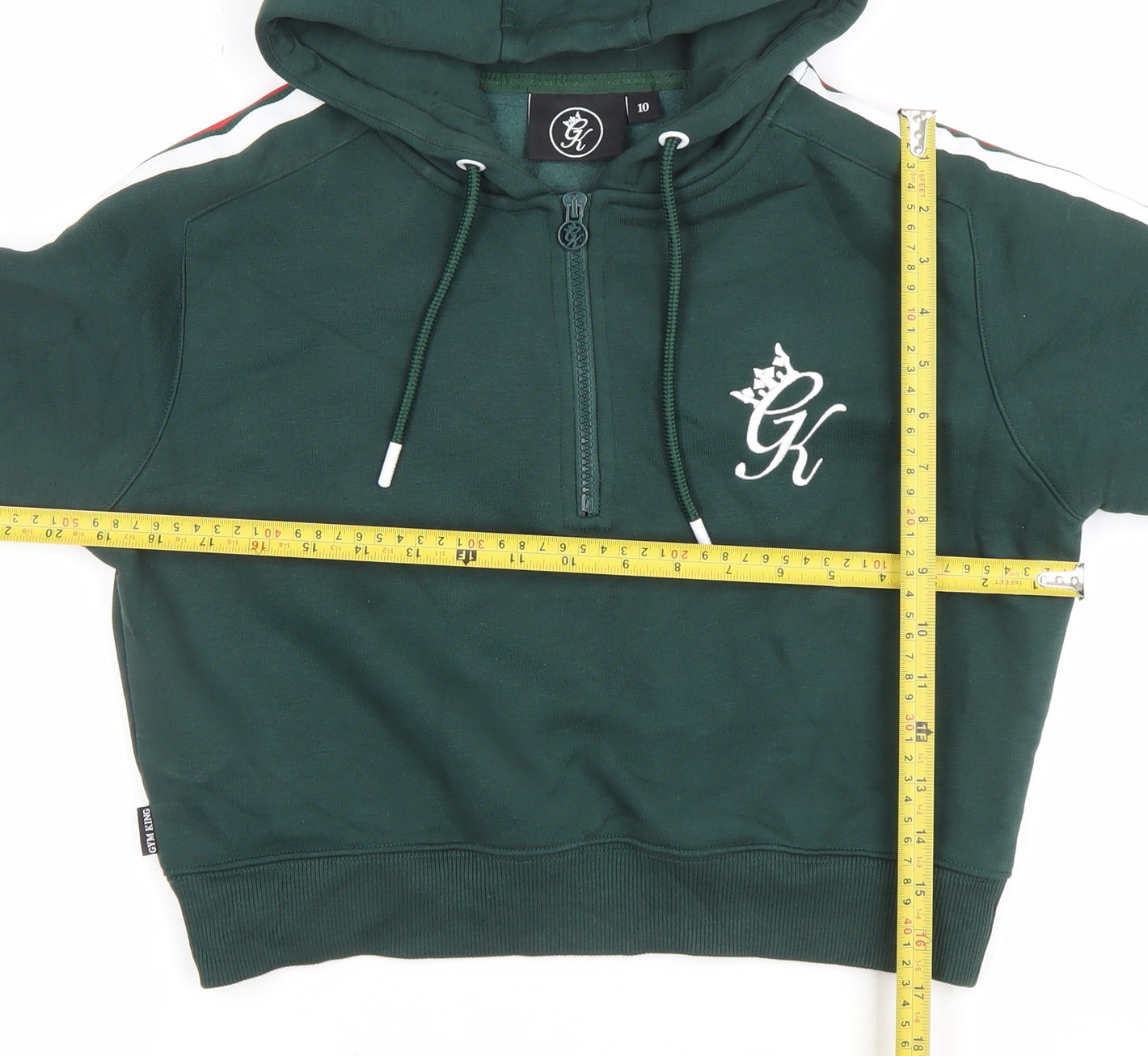 Gym King Womens Green 1/4 Zip Hoodie Size 10 Cotton Blend