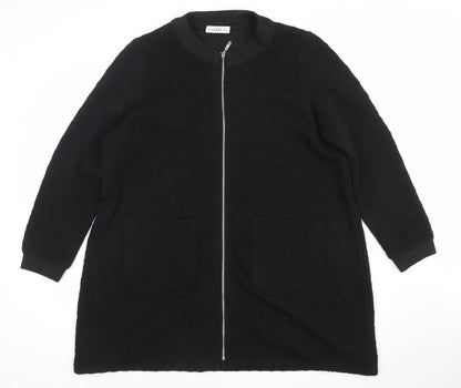Gallery Women’s Black L Coatigan Zip Front Mid-Length Jacket