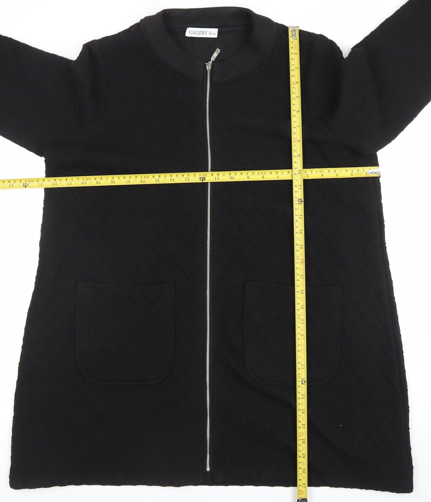 Gallery Women’s Black L Coatigan Zip Front Mid-Length Jacket