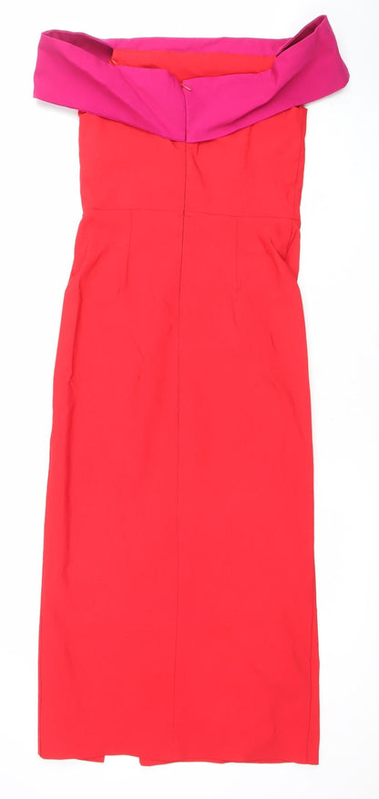 Vesper Womens Red Off Shoulder Bodycon Dress Size 10