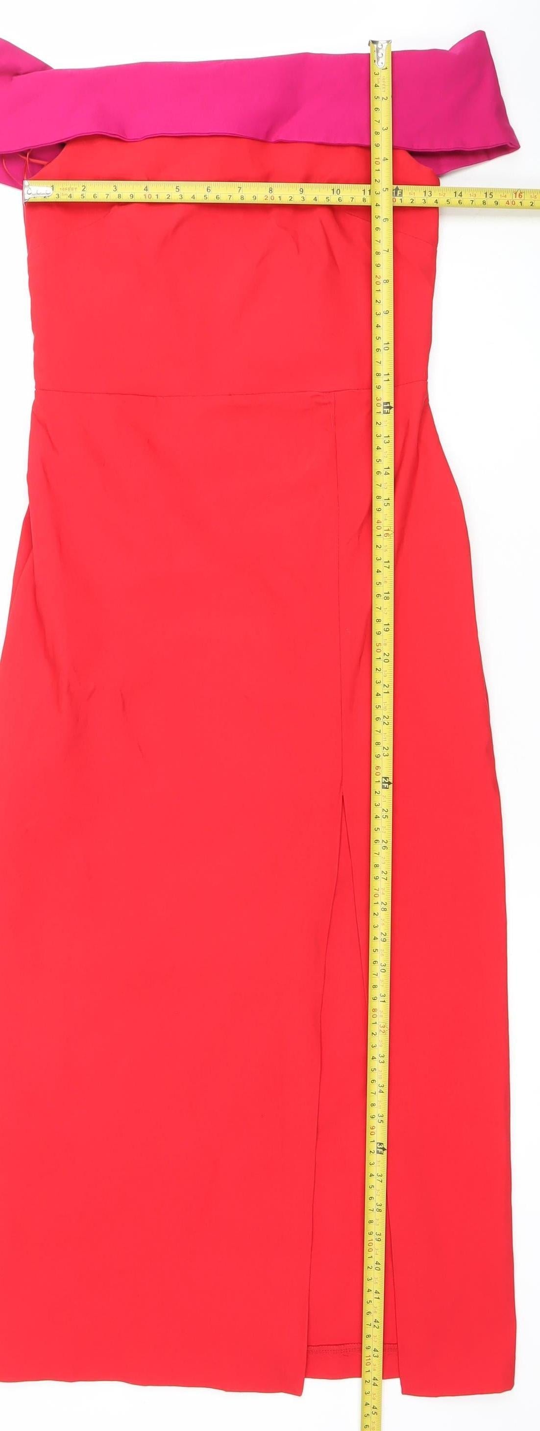 Vesper Womens Red Off Shoulder Bodycon Dress Size 10