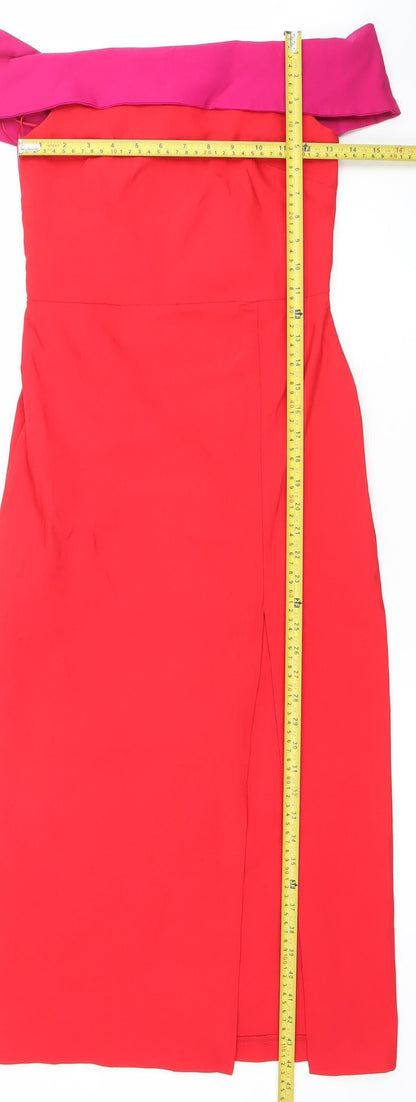 Vesper Womens Red Off Shoulder Bodycon Dress Size 10