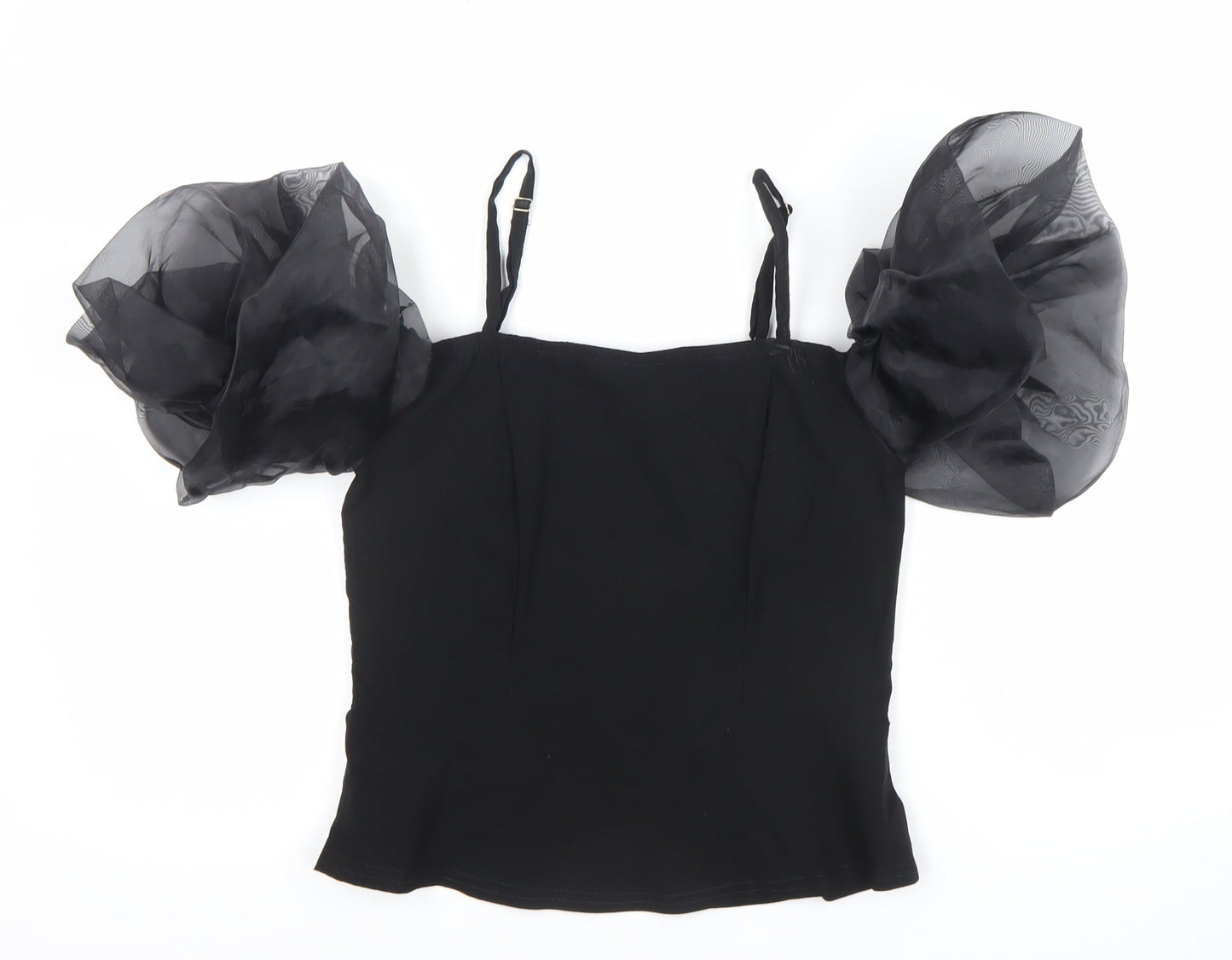 River Island Women’s Black Puff Sleeve Camisole Blouse Size 12