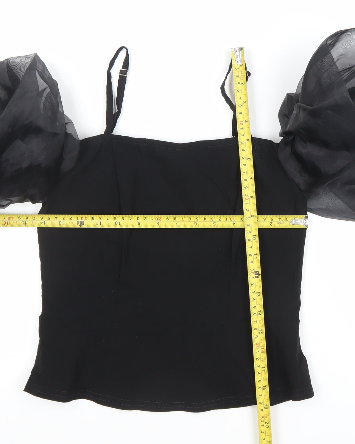 River Island Women’s Black Puff Sleeve Camisole Blouse Size 12