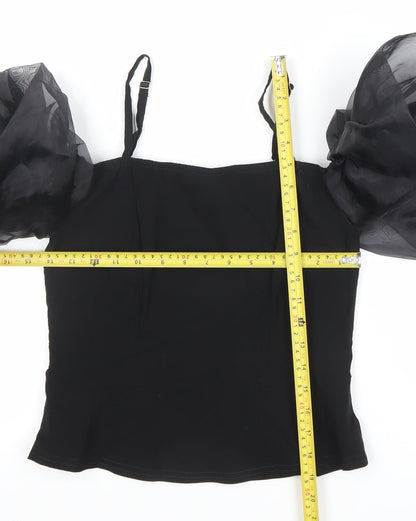 River Island Women’s Black Puff Sleeve Camisole Blouse Size 12