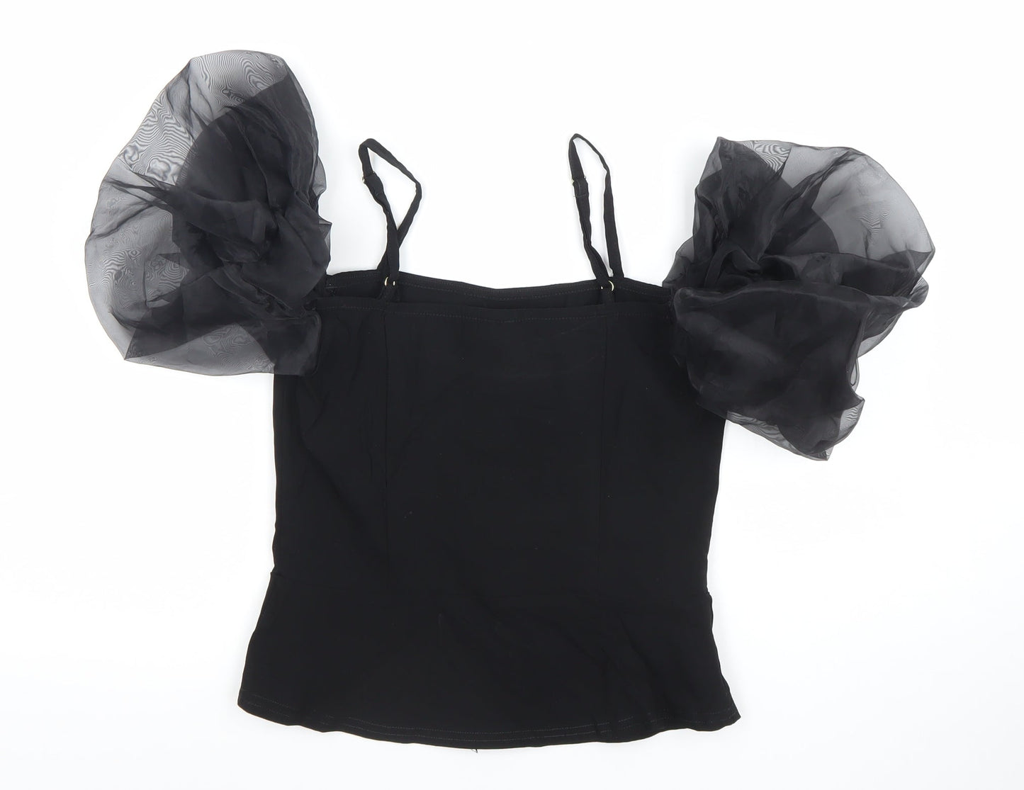 River Island Women’s Black Puff Sleeve Camisole Blouse Size 12