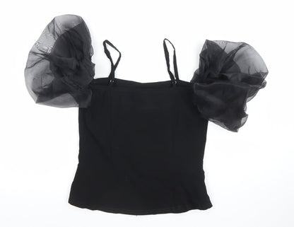 River Island Women’s Black Puff Sleeve Camisole Blouse Size 12
