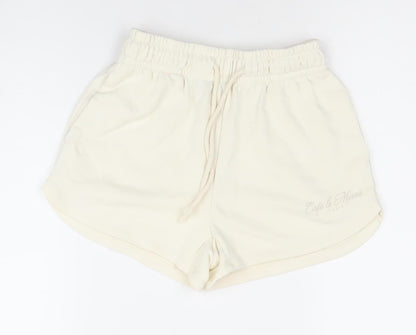Dunnes Women Ivory Athletic Shorts XS Lightweight Jersey Activewear