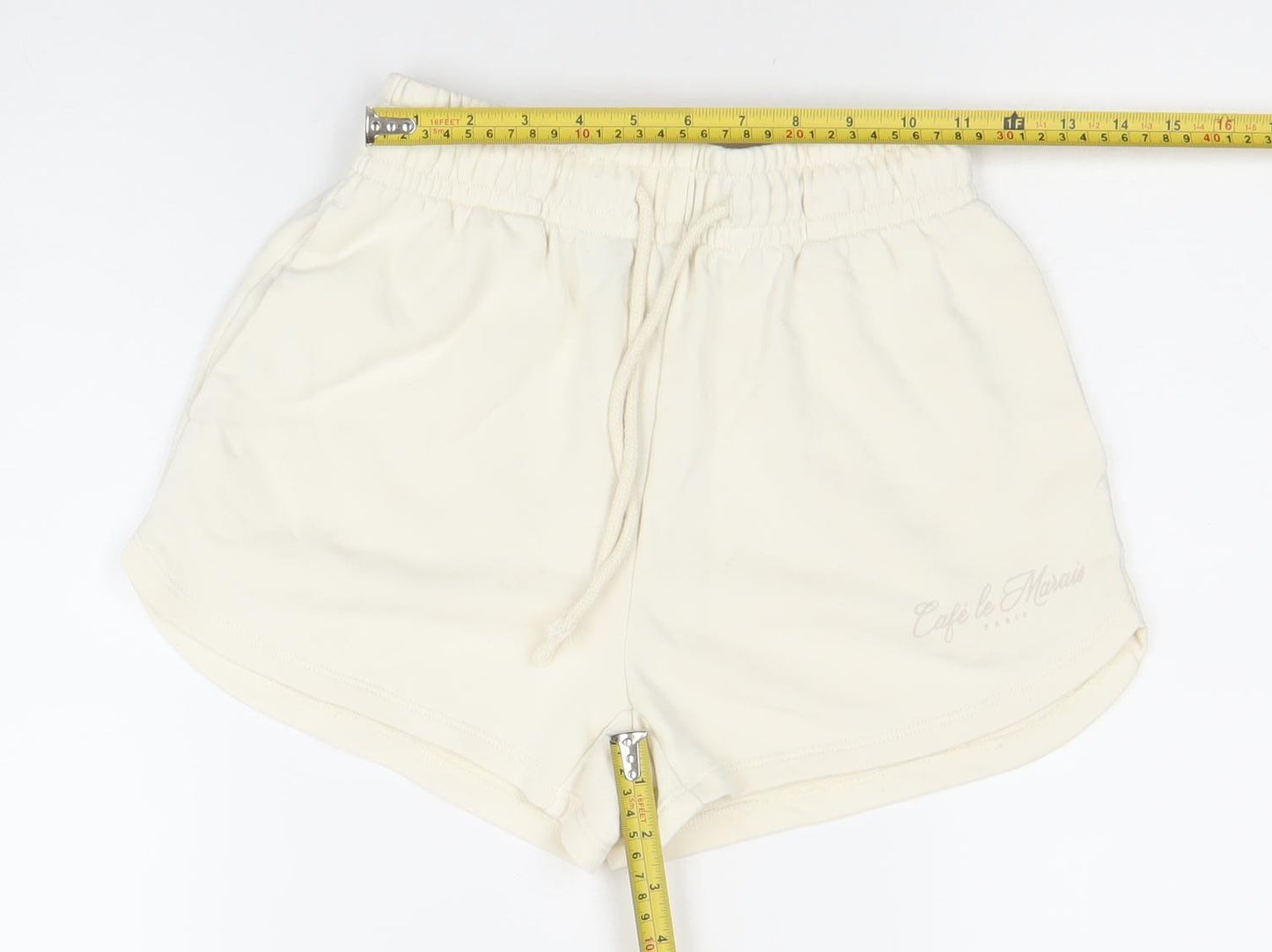 Dunnes Women Ivory Athletic Shorts XS Lightweight Jersey Activewear