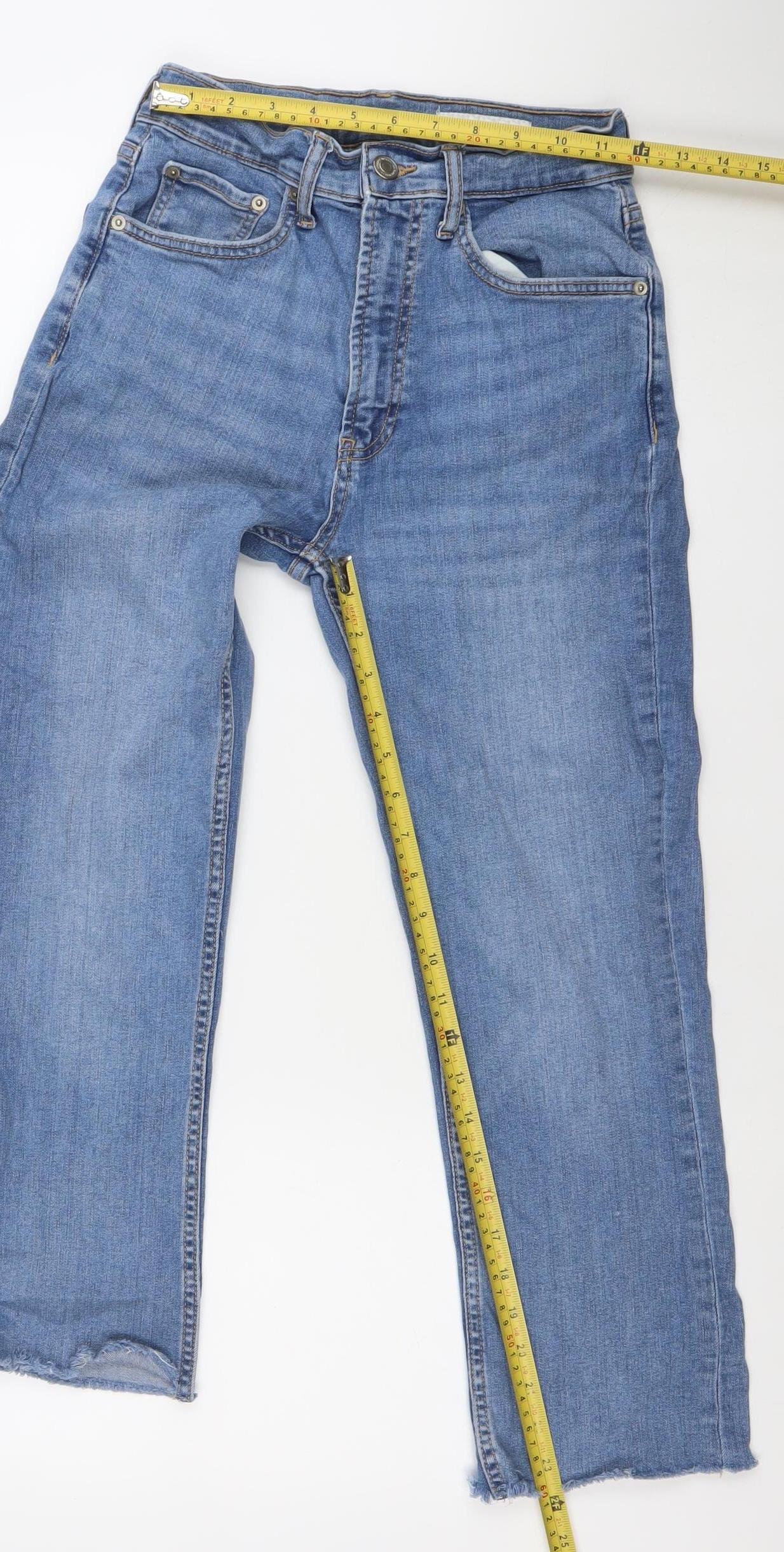 ZARA Women's Blue Straight Leg Jeans Size 6 Mid Rise Denim
