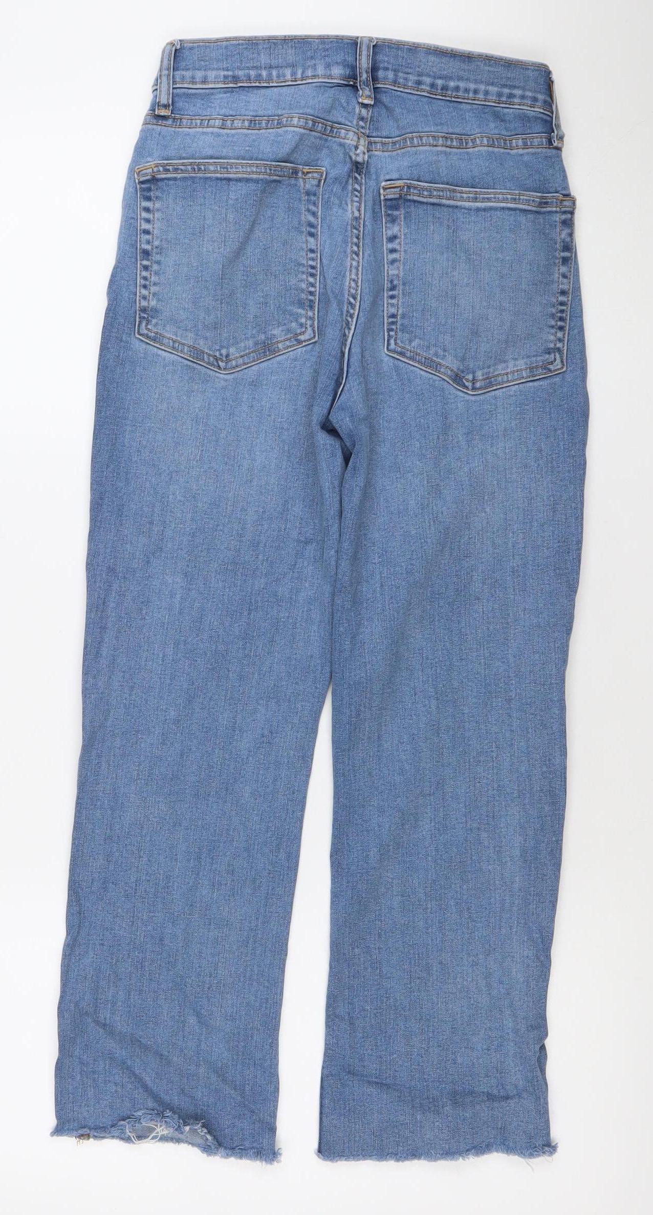 ZARA Women's Blue Straight Leg Jeans Size 6 Mid Rise Denim