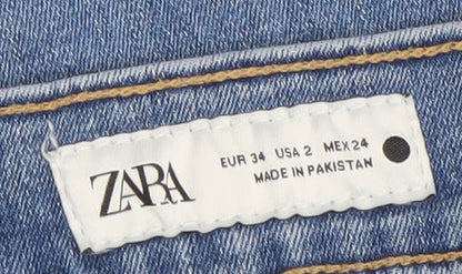 ZARA Women's Blue Straight Leg Jeans Size 6 Mid Rise Denim