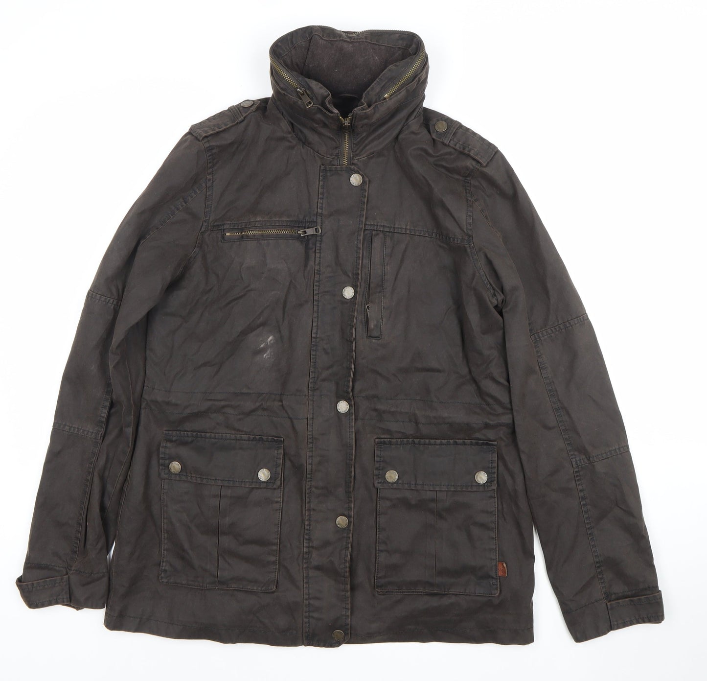 FatFace Women’s Brown Cotton Parka Jacket Size 12 Lined Outdoor Style