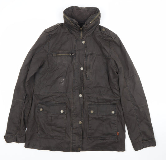 FatFace Women’s Brown Cotton Parka Jacket Size 12 Lined Outdoor Style