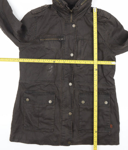 FatFace Women’s Brown Cotton Parka Jacket Size 12 Lined Outdoor Style