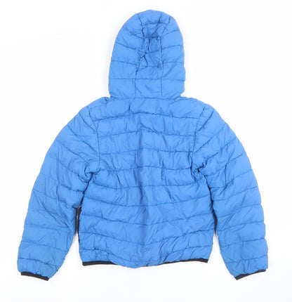 Timberland Boys Blue Hooded Puffer Jacket Size 7-8 Years Full Zip Lined