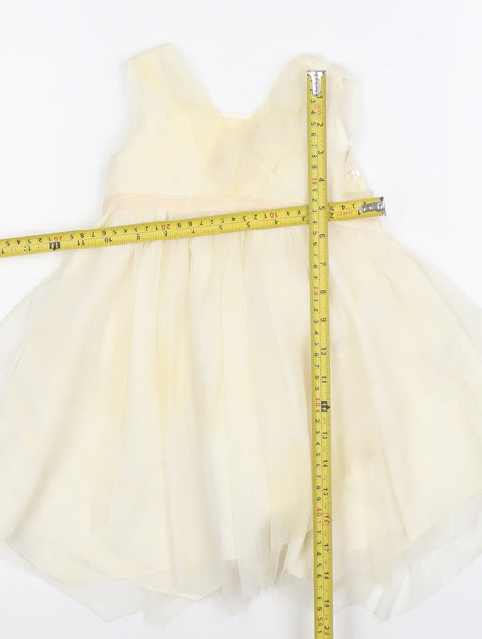 Monsoon Girls Ivory Tutu Dress 12-18 Months Lined Party Wedding Dress