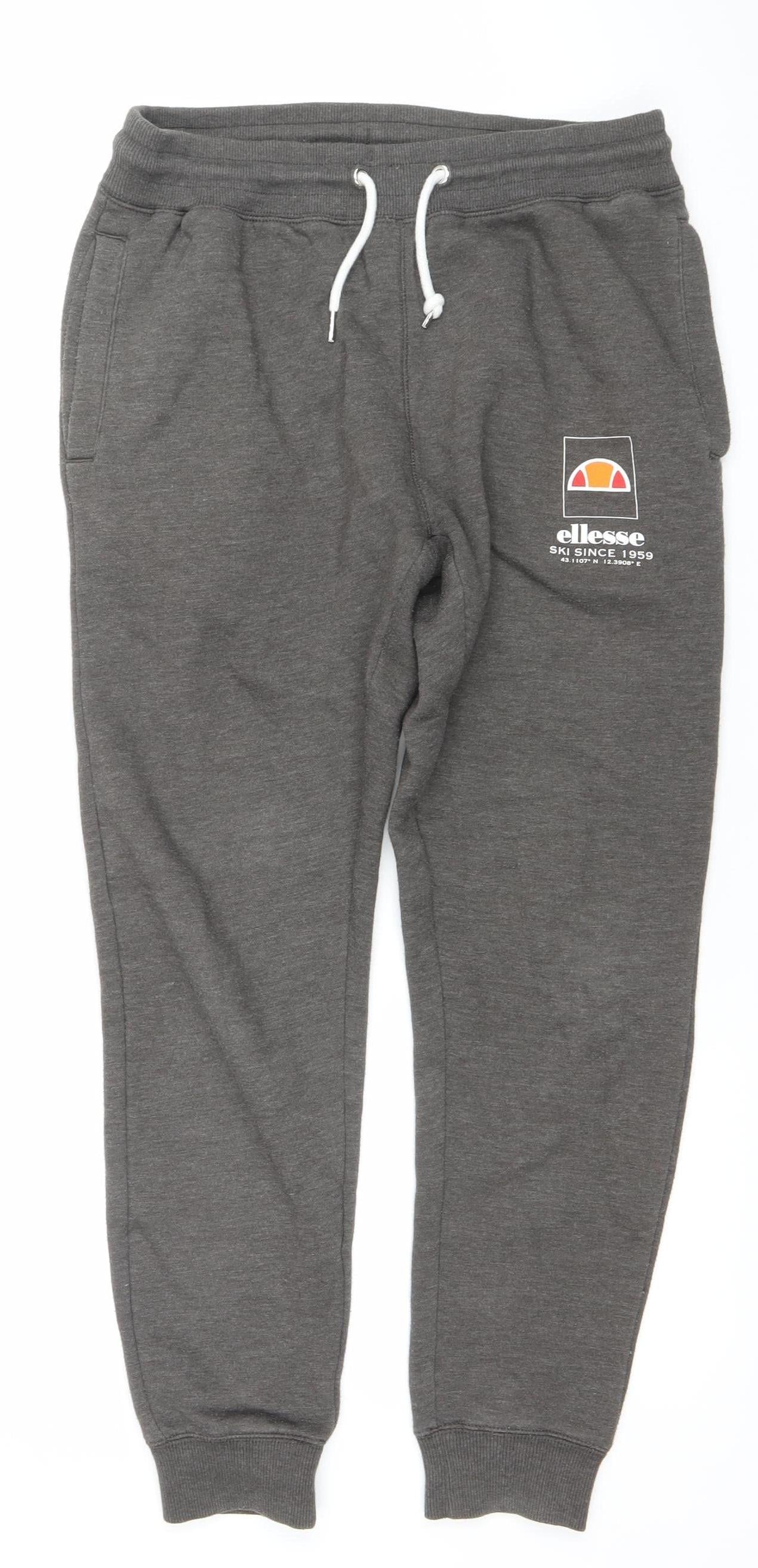 Ellesse Men's Grey Jogger Sweatpants S Regular Fit Activewear Trousers