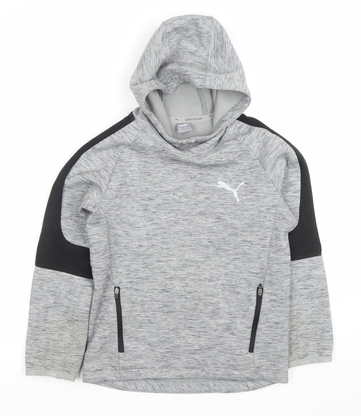 Puma Boys Grey Hoodie 9-10 Years Pullover Keeps You Dry Hooded Sweatshirt
