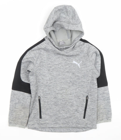 Puma Boys Grey Hoodie 9-10 Years Pullover Keeps You Dry Hooded Sweatshirt