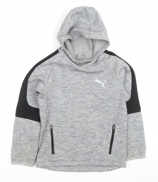 Puma Boys Grey Hoodie 9-10 Years Pullover Keeps You Dry Hooded Sweatshirt