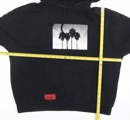 Pull & Bear Men’s Black Graphic Hoodie Size S Pullover Fleece