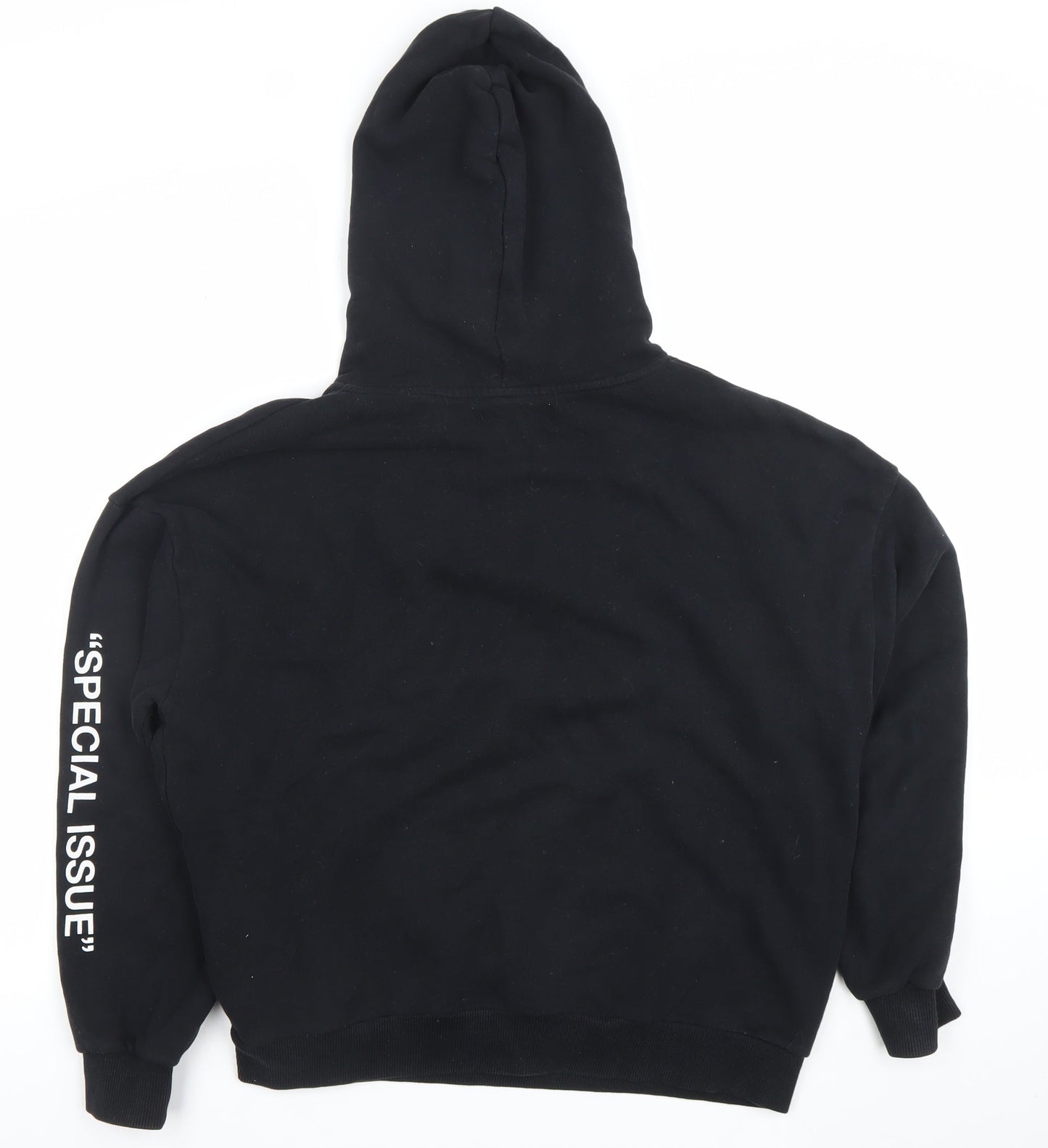 Pull & Bear Men’s Black Graphic Hoodie Size S Pullover Fleece