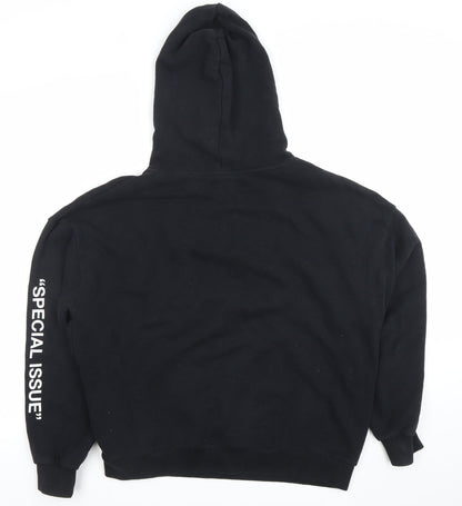 Pull & Bear Men’s Black Graphic Hoodie Size S Pullover Fleece